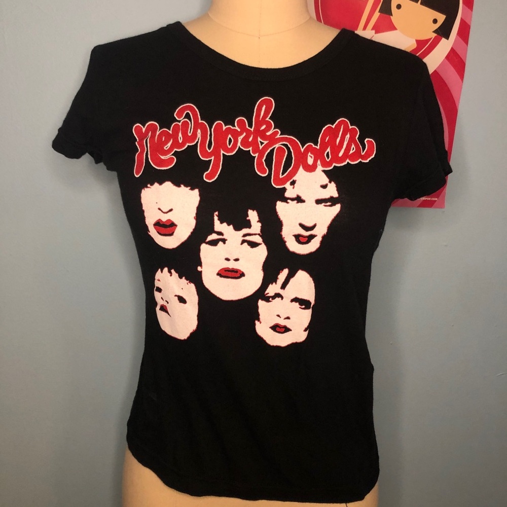 Y2K Sourpuss New York Dolls fitted tshirt 70s Punk Glam Hot Topic